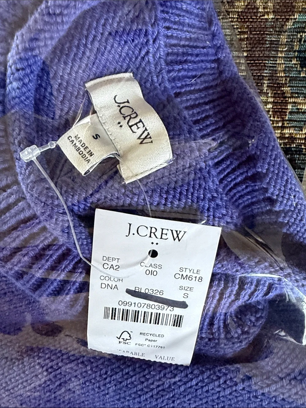 NWT J.Crew Factory 2025 Cotton Blend Crewneck Sweater Blue Small